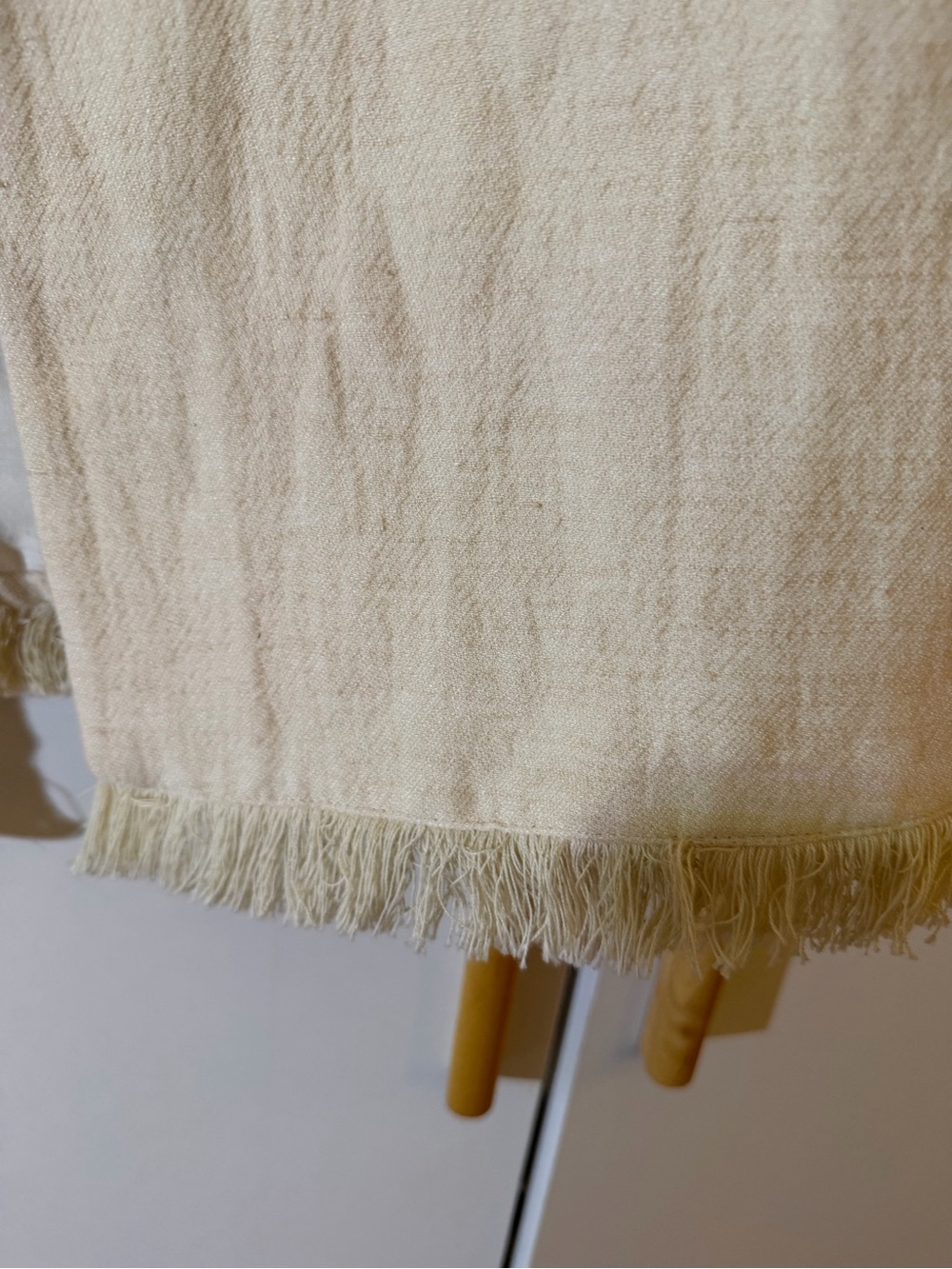 Zara Cream Open-Front Fringe Trim Coat with Embroidered Cuffs - Picture 6 of 7